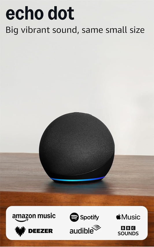 Echo Dot (Newest Gen) | Bluetooth Smart Speaker with Big Vibrant Sound and Wi-Fi | Charcoal, with Alexa+ Early Access