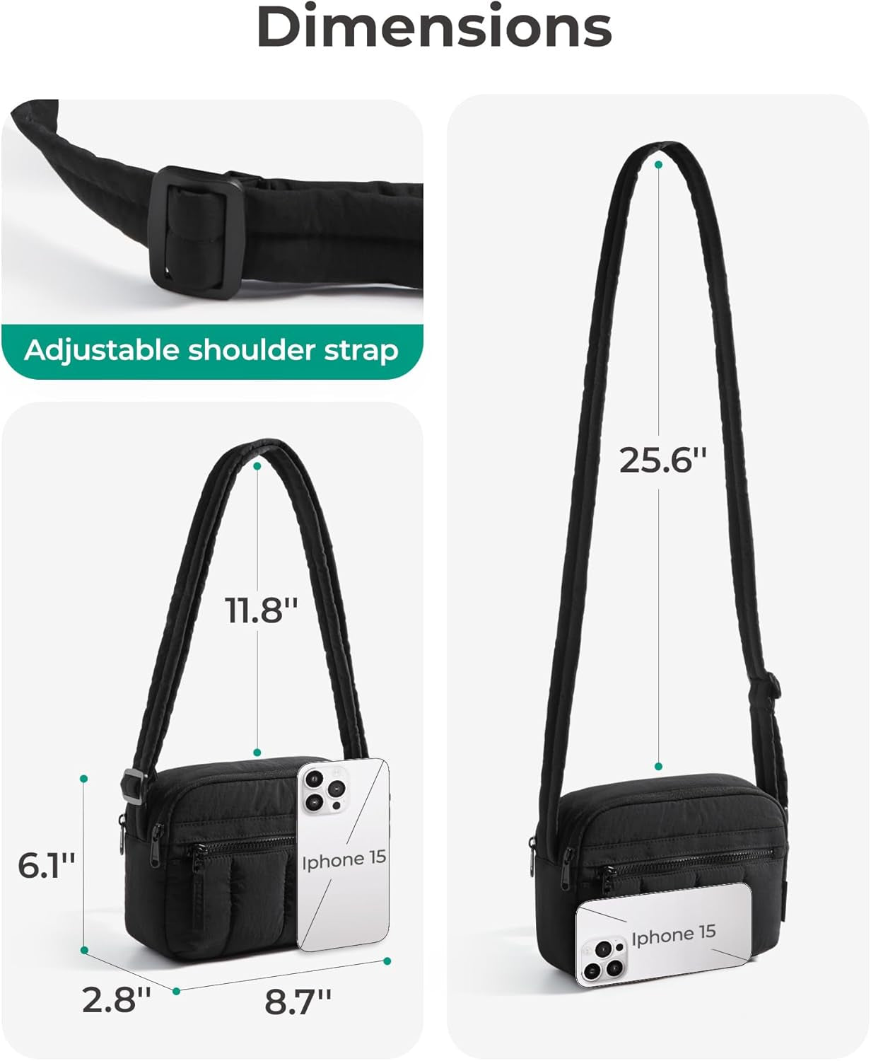 Crossbody Bag for Women Trave Crossbody Purse Puffy Quilted Shoulder Handbag with RFID Blocking Slots for Daily Use, Hiking, Shopping