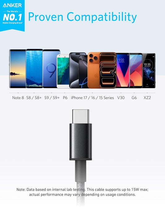 USB C Charger Cable, 2-Pack 3 Ft (0.9 M) USB to USB C Cable, USB a to USB C Braided Phone Charger Cable for Iphone 17/16/15, Ipad Pro, Samsung Galaxy, Macbook Pro,And More