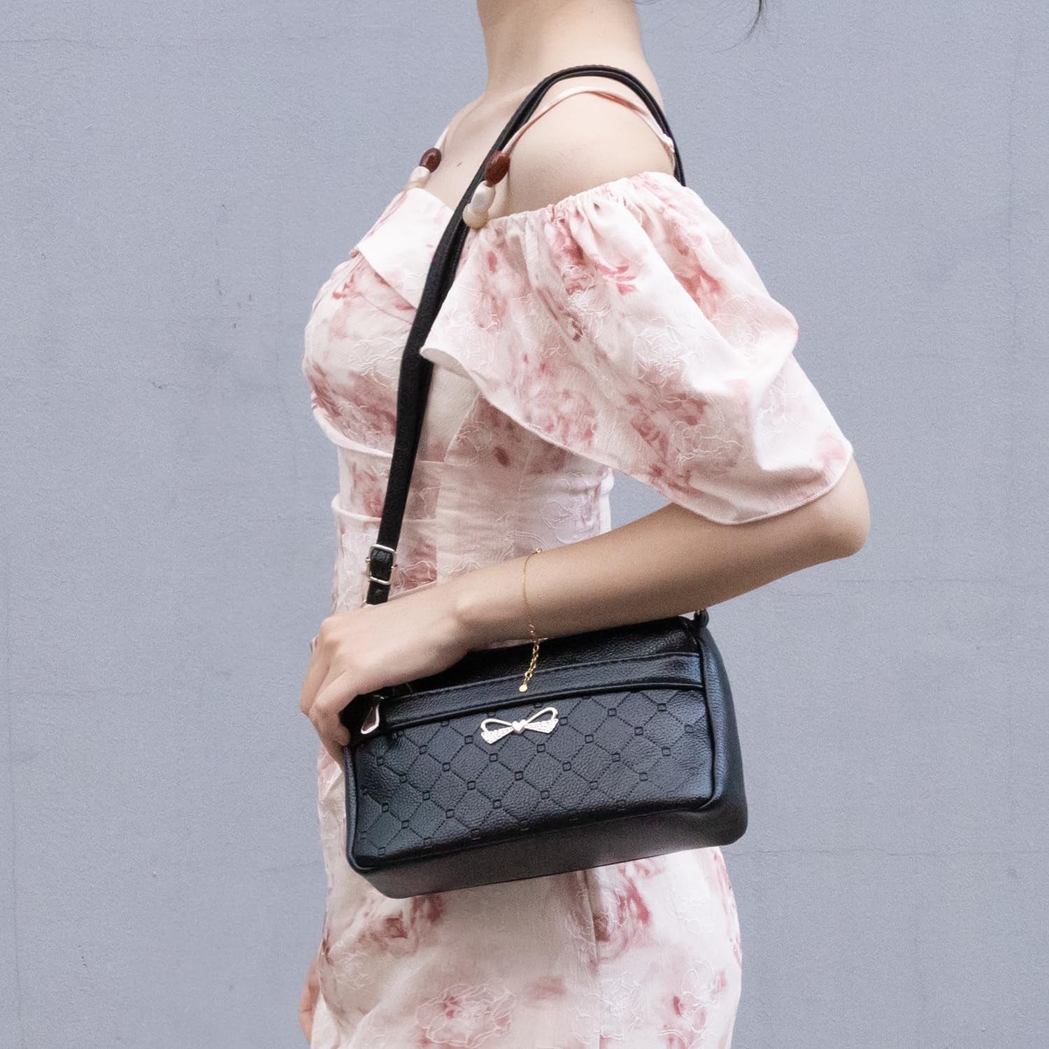 Women Handbags Shoulder Bags Small Square Soft PU Leather Cross Body Ladies Bags Elegant Butterfly Decoration