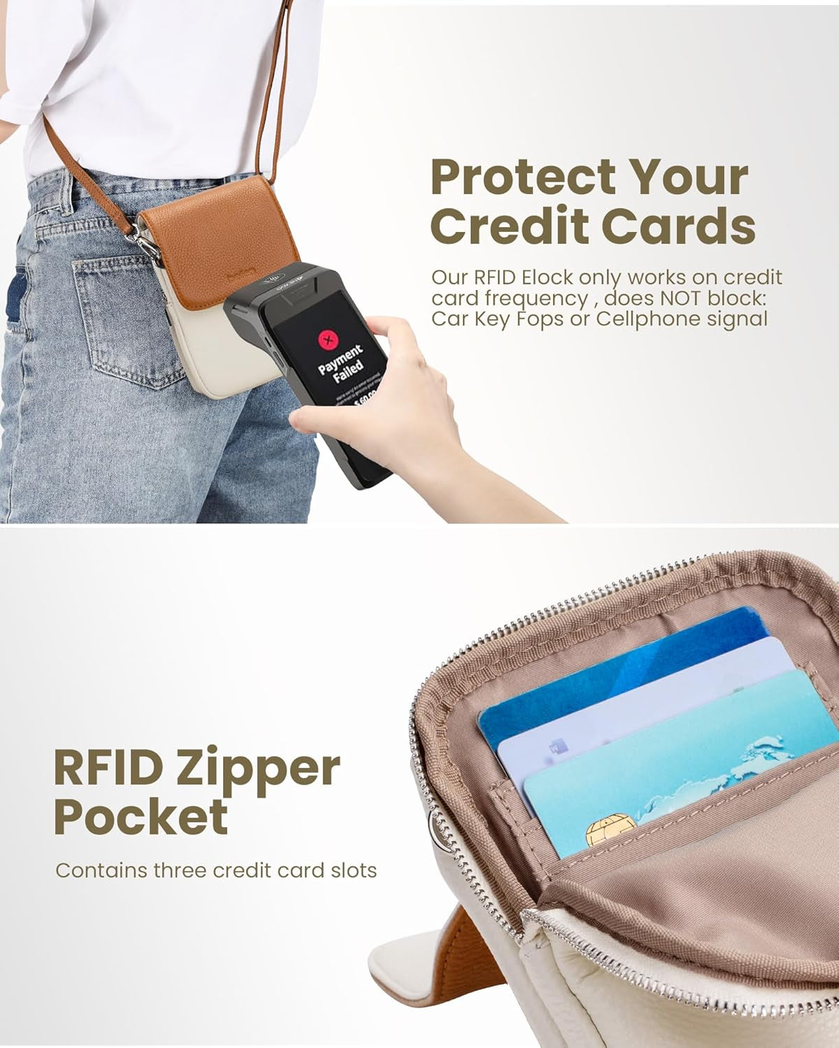 Genuine Leather Crossbody Bags for Women Small Phone Bag with RFID Blocking Multi-Functional Mobile Phone Bag with Adjustable Strap Christmas Gifts for Women