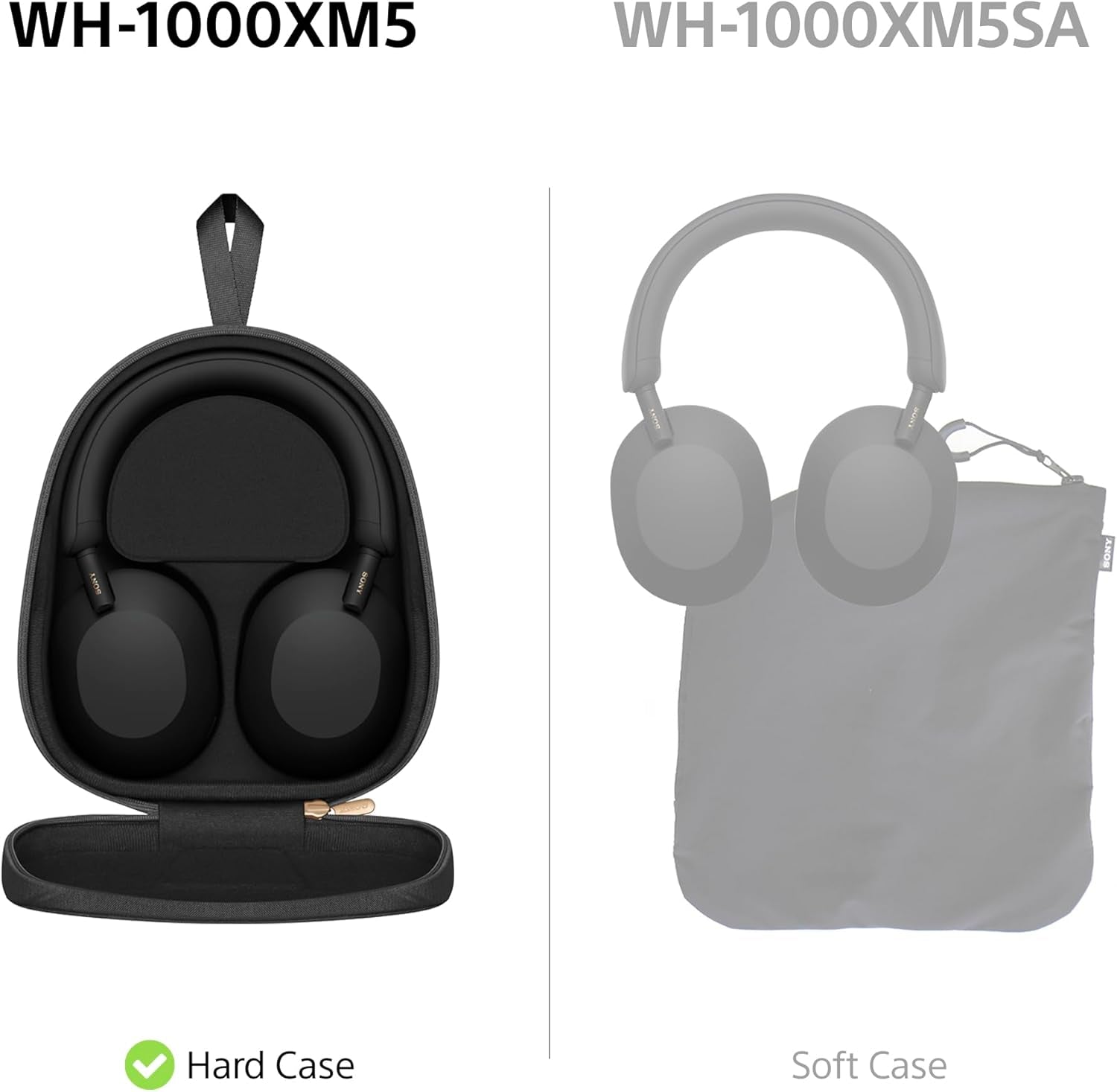 WH-1000XM5 Hard Case Premium Noise Cancelling Wireless Over-Ear Headphones, Bluetooth, Clear Call Quality, Hi-Res Audio, up to 30Hr Battery Life, Includes Hard Case, Ios & Android - Black