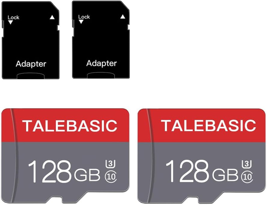 128GB Micro Memory Card Class 10 Memory Card with Adapter Fast Speed TF Card for Tablet/Mobile Phone/Camera/Car Audio/Game Console(2 Pcs 128GB)