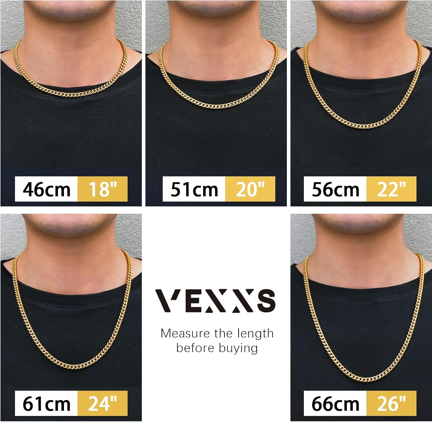 Men Gold Necklace, Mens Gold Chain,18K Real Gold Plated 4/5/6Mm Flat Cuban Link Chain, No Color Fading Men’S Necklace Chain,Jewelry Gift Men Women,Gift Box