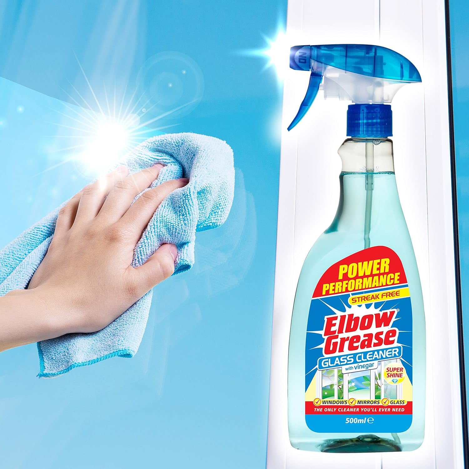 Glass Cleaner with Vinegar for Windows and Mirrors, 500 Ml - Window Cleaning Equipment (Pack of 1)