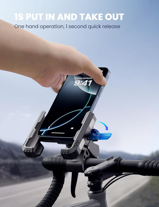 Bike Phone Holder Motorbike Phone Holder [1S Quick Release Robust Connections] anti Shake Universal 360° Bicycle Handlebar Holder for Iphone 17 16 15 14 13 Samsung S23/S22 4.5-7" Smartphone