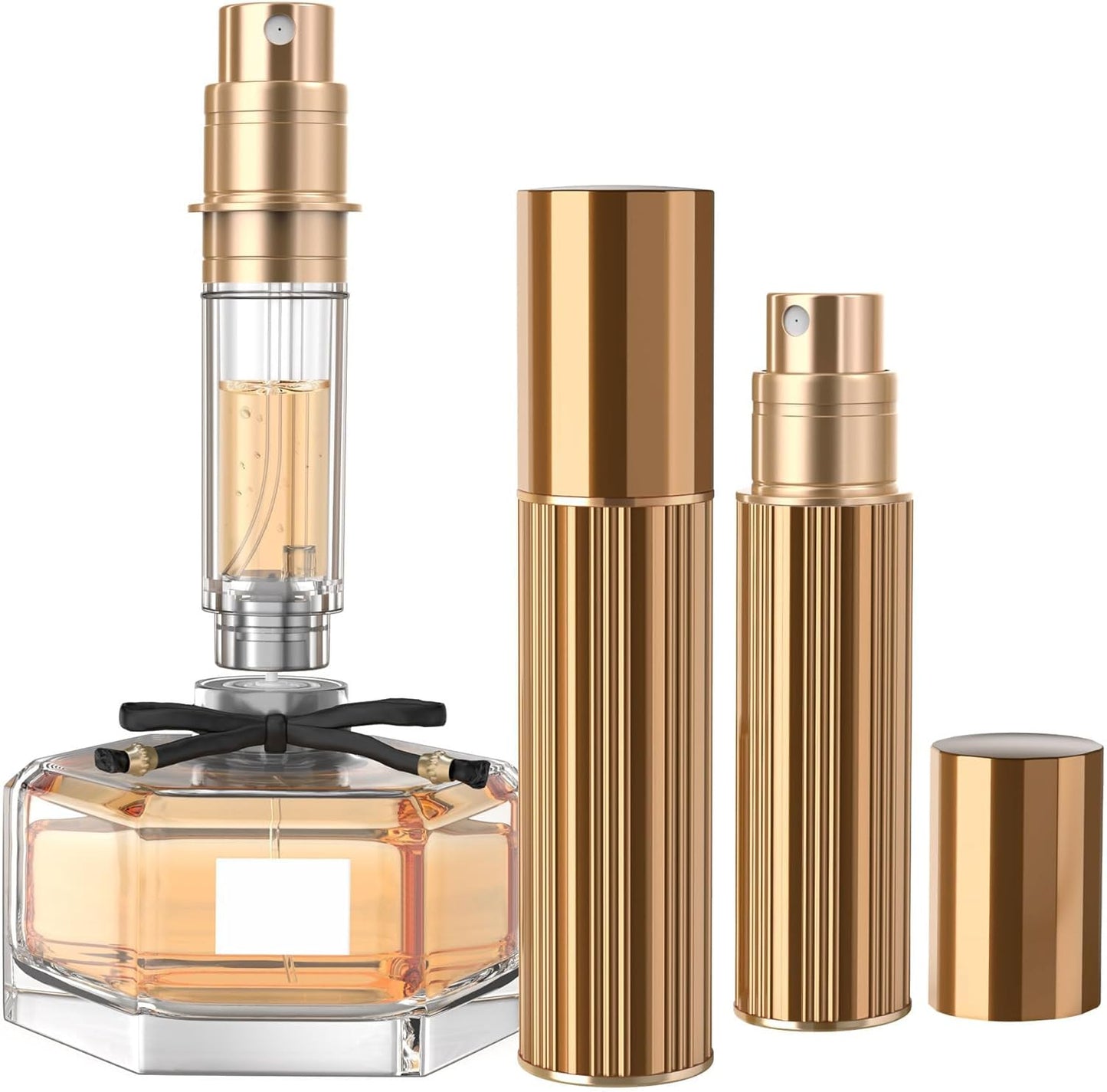 Refillable Perfume Atomiser 10Ml – Portable Travel Spray Bottle for Women & Men, Mini Aftershave Dispenser, Handbag Size Atomiser for Travel, Easy to Refill, Leak-Proof Design(Golden)