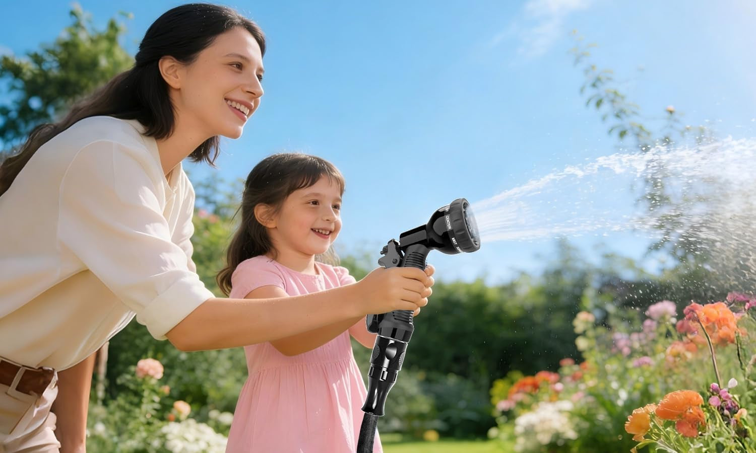 Expandable Garden Hose 50Ft Hose Pipe Expandable with 3/4", 1/2" Fittings, Anti-Leakage - Flexible Expanding Hose with 10 Function Spray Gun