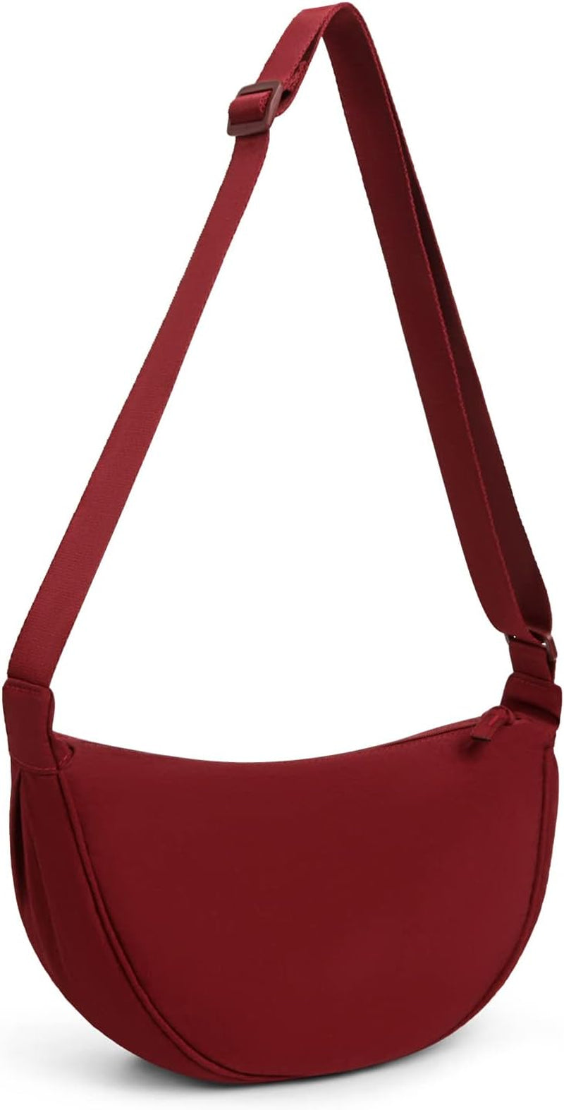 Crescent Bag for Women Men, Nylon Crescent Bags Hobos Crossbody Bag Portable Crescent Purse with Adjustable Strap Solid Color Chest Bag Shoulder Bag Fanny Packs, A07-Wine Red, 31Cm