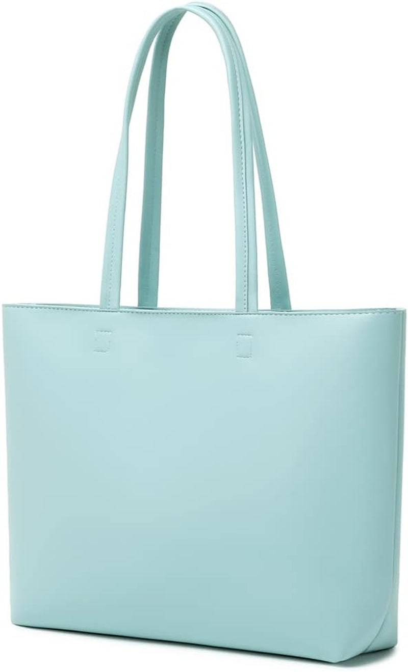 Ladies Tote Bags Simple PU Leather Handbags Work School Shopping Bags for Women with Zip and Inner Pocket