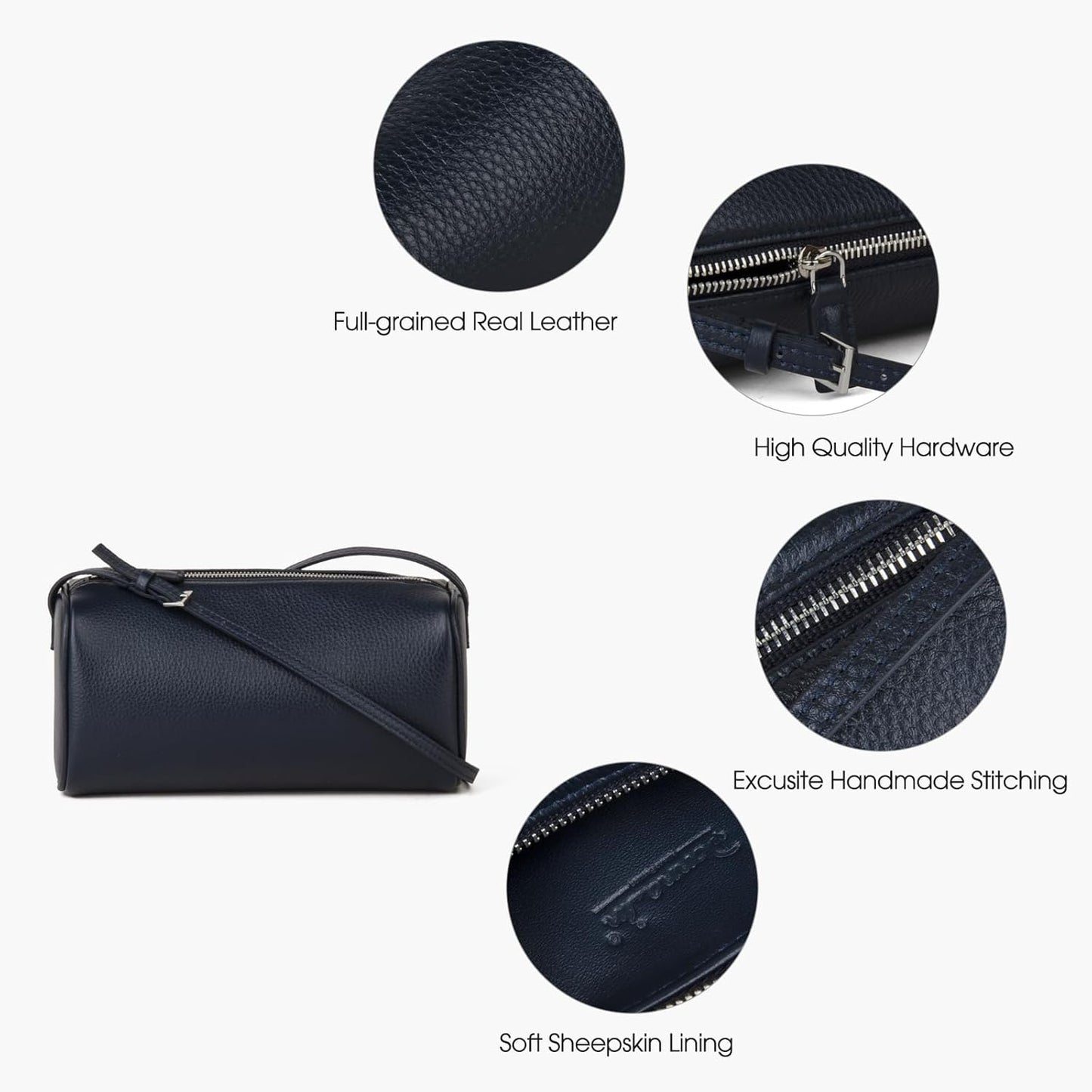 Premium Full-Grained Leather Crossbody Purses for Women, Hobo Bags for Women Crossbody with Adjustable Strap