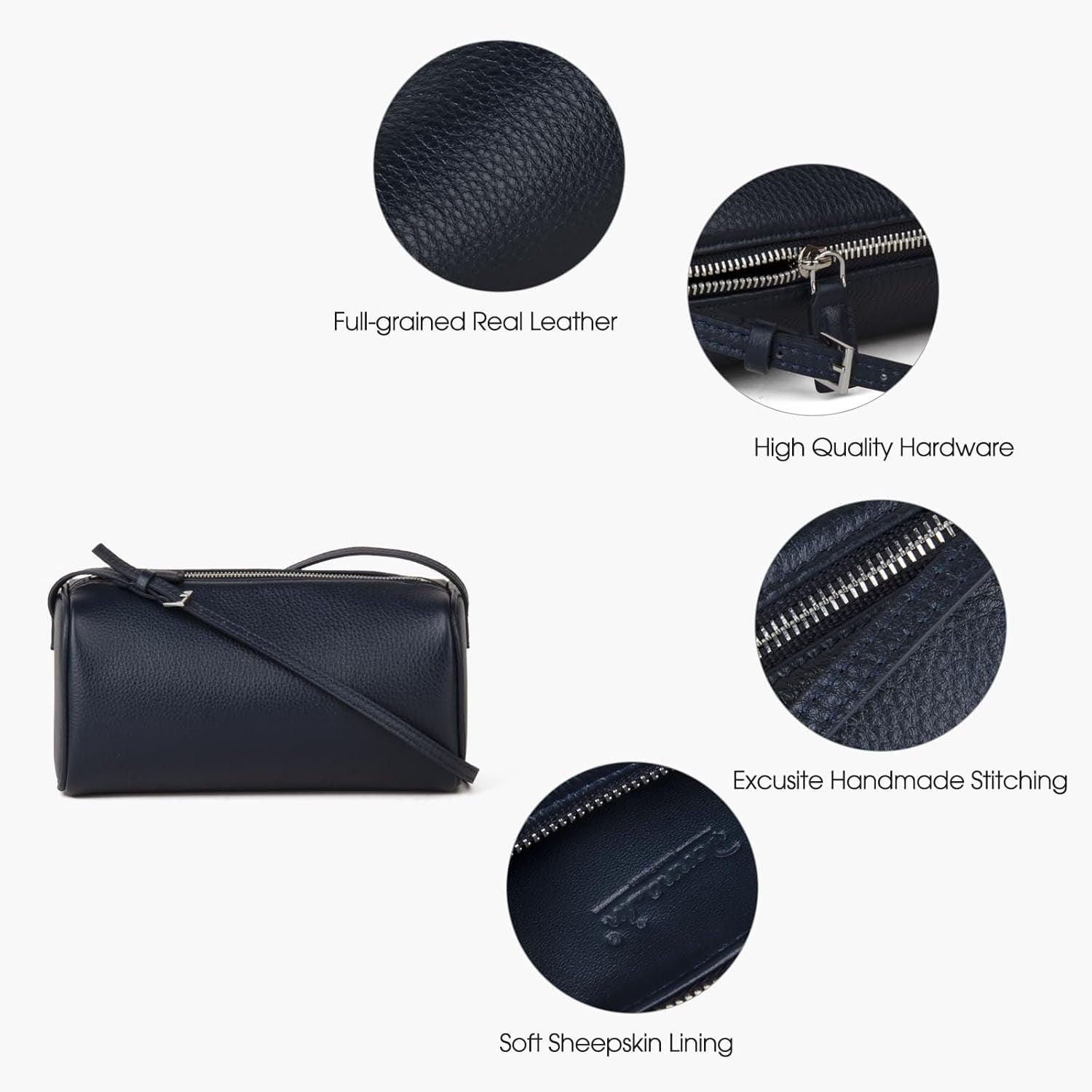 Premium Full-Grained Leather Crossbody Purses for Women, Hobo Bags for Women Crossbody with Adjustable Strap