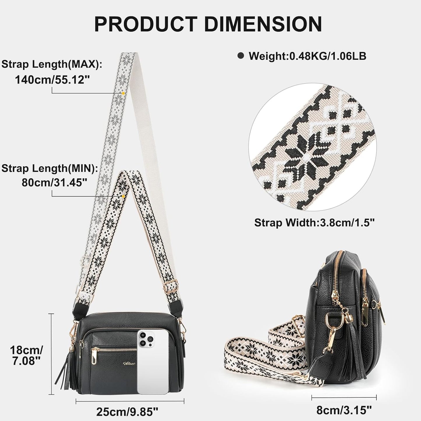 Women'S Cross Body Bags, Crossbody Bags for Women with Anti-Theft Function 4 Zip Compartments Women Shoulder Handbags with Adjustable Wide Strap