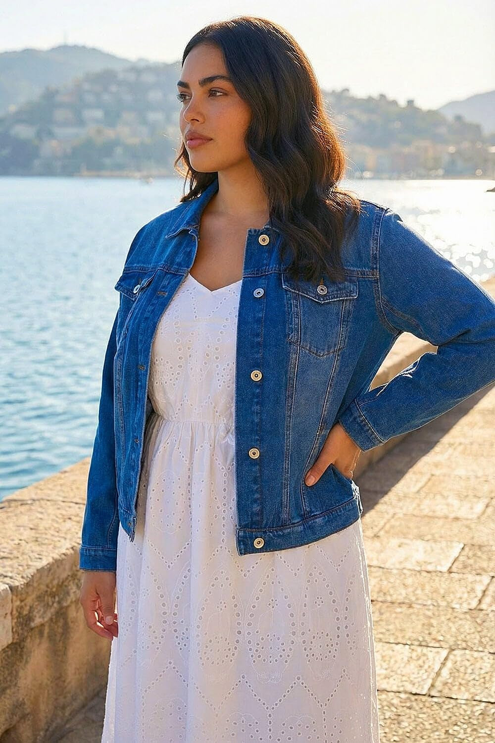Jean Denim Jacket for Women UK Ladies 100% Cotton Summer Casual Stretch Crop Smart Utility Trucker Biker Fitted Vintage Wash Faded Classic Work Twill