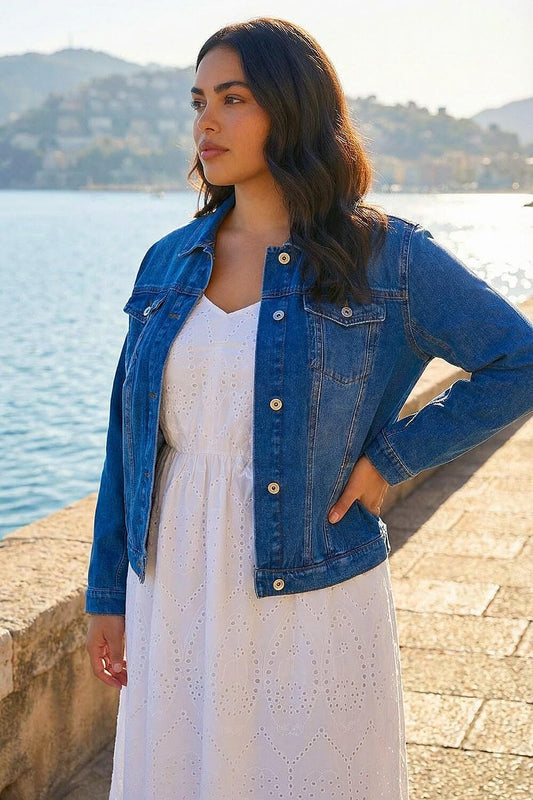 Jean Denim Jacket for Women UK Ladies 100% Cotton Summer Casual Stretch Crop Smart Utility Trucker Biker Fitted Vintage Wash Faded Classic Work Twill
