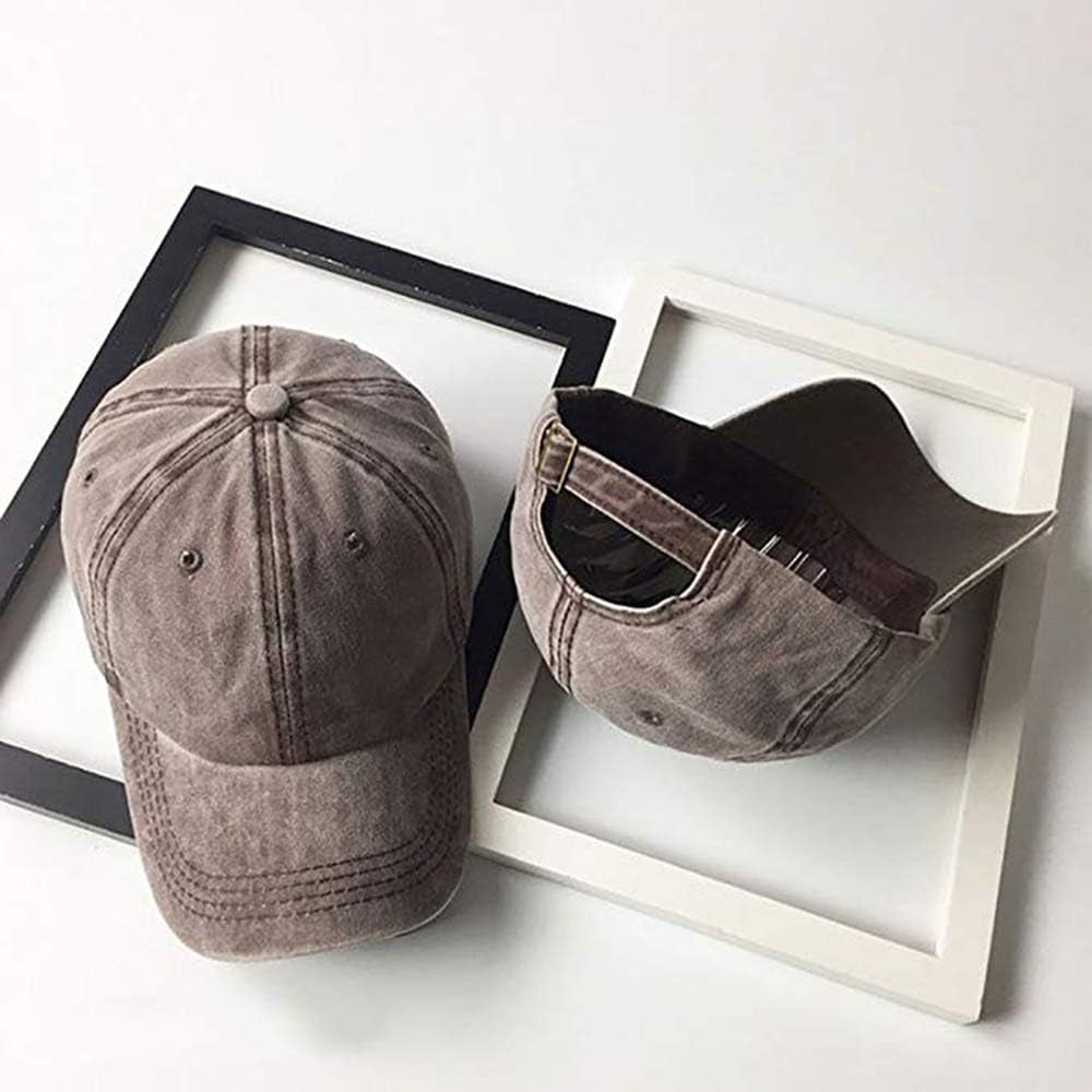 Men Women Washed Cotton Low Profile Distressed Vintage Baseball Cap Plain Adjustable Dad Hat