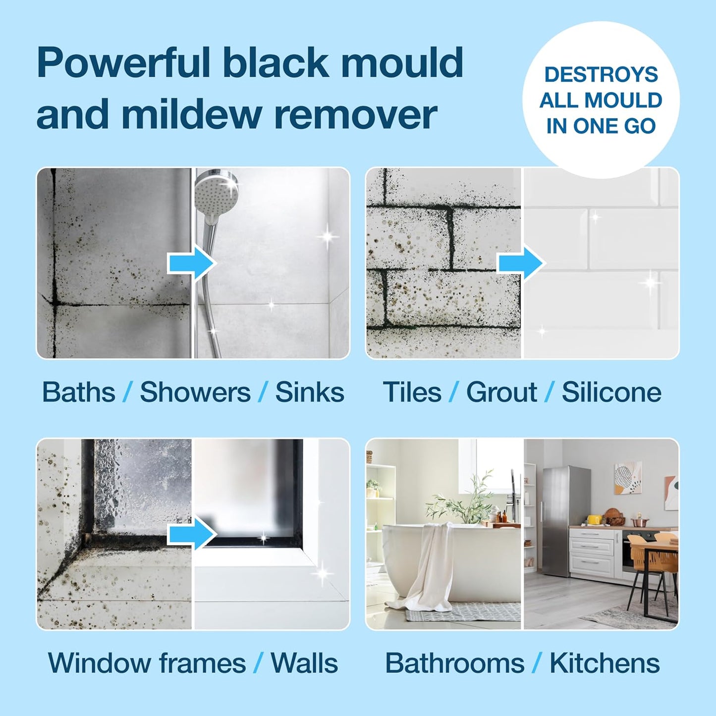 Mould Remover Spray | Kills Black Mold & Mildew on Walls & Tiles | 500Ml