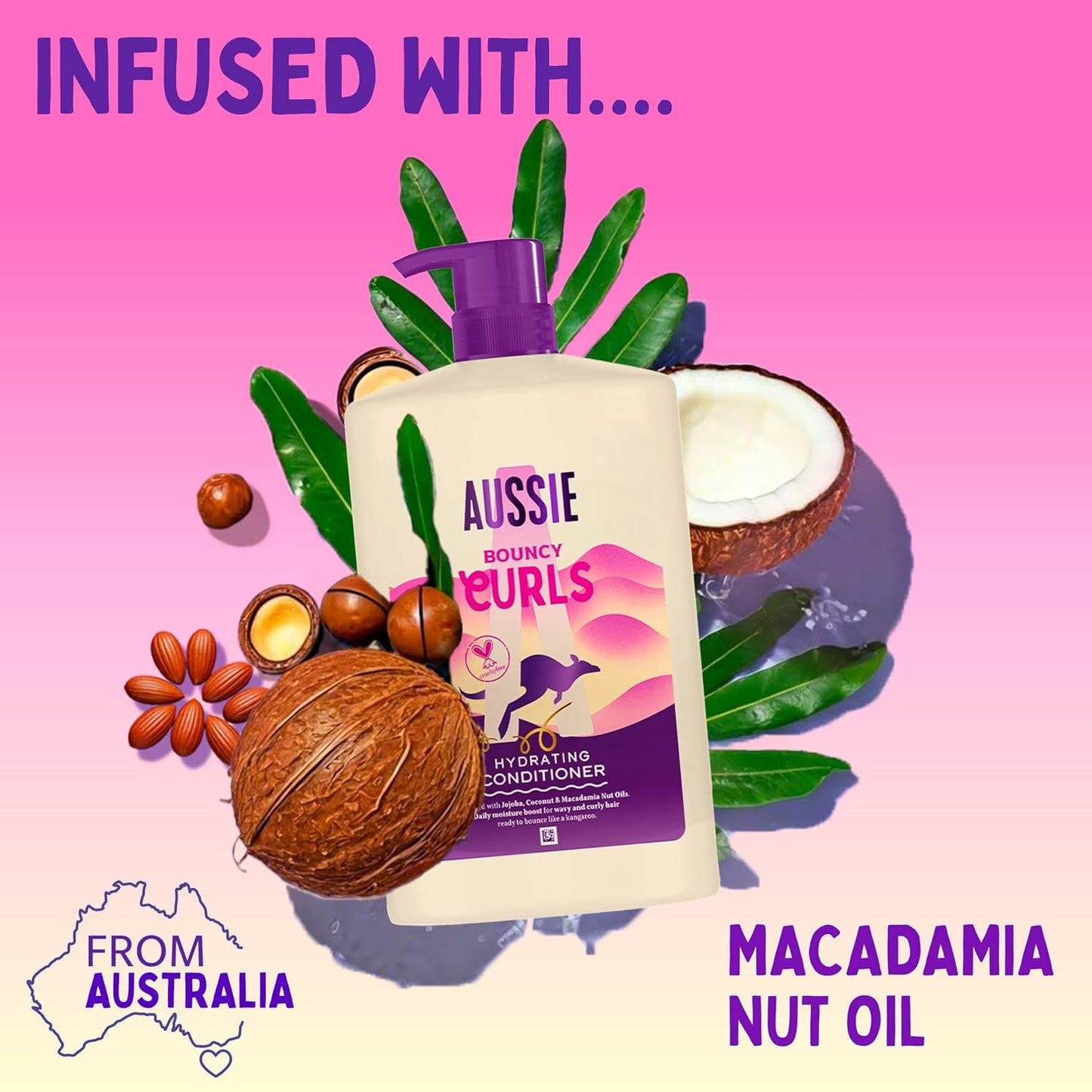 Bouncy Curls Shampoo 1000Ml. Gently Cleanses and Moisturises Wavy and Curly Hair. Infused with Jojoba, Coconut and Australian Macadamia Nut Oils. Silicone-Free, Vegan and Cruelty-Free