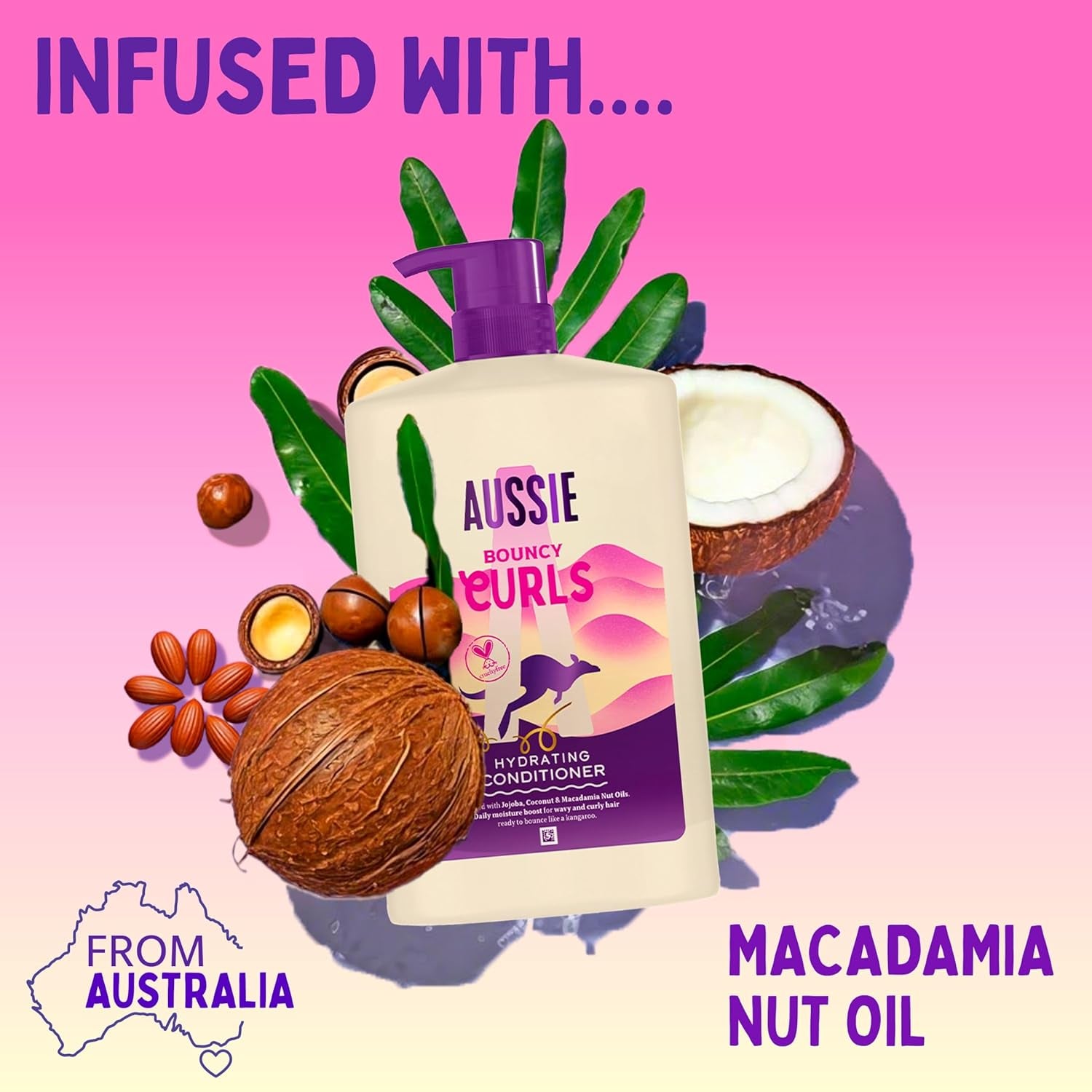 Bouncy Curls Shampoo 1000Ml. Gently Cleanses and Moisturises Wavy and Curly Hair. Infused with Jojoba, Coconut and Australian Macadamia Nut Oils. Silicone-Free, Vegan and Cruelty-Free