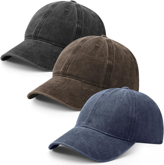 3 Pack Baseball Caps Adjustable Washed Vintage Hat Cotton Distressed Base Ball Caps for Men Women Outdoor Golf Tennis Shopping