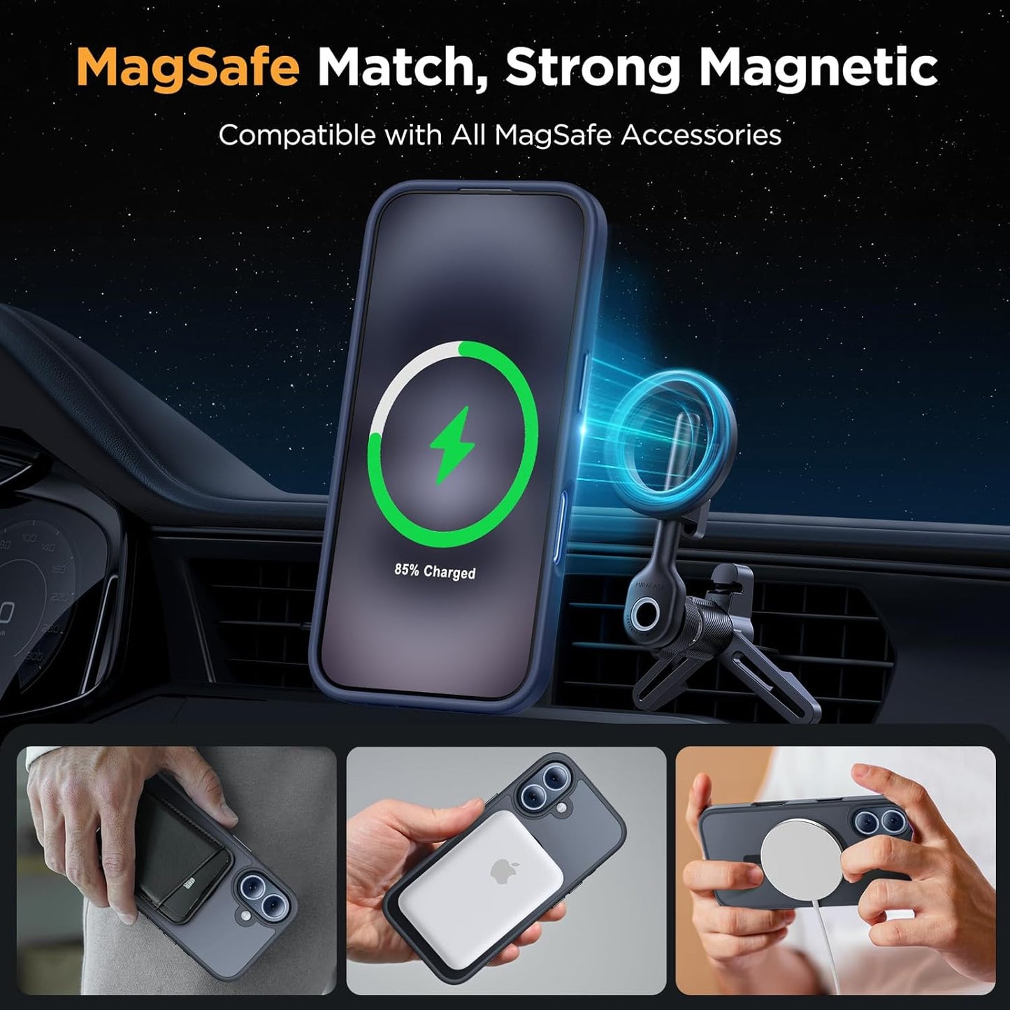 for Iphone 17 Case with Magsafe [With 9H+Screen Protector & Strong Magnet] Military-Grade Protection Shockproof Scratch-Resistant with Velvet Touch for Iphone 17 Cover 6.3", Matte Black