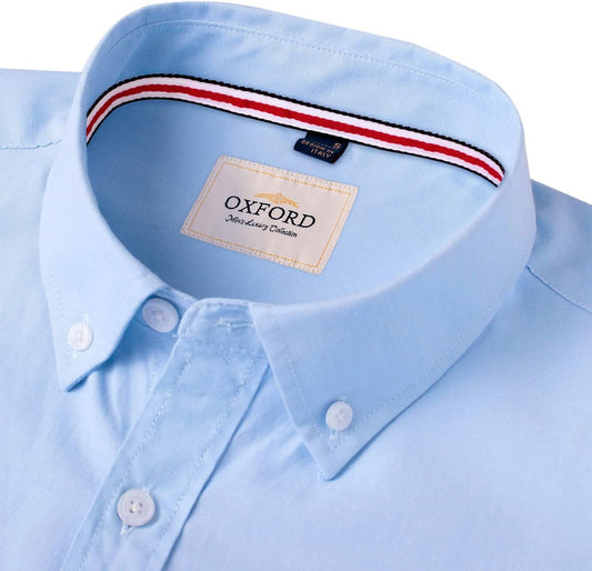 Men'S Long Sleeve Oxford Shirts Smart Casual Business Formal Plain Non Iron Button down Shirt with Pocket