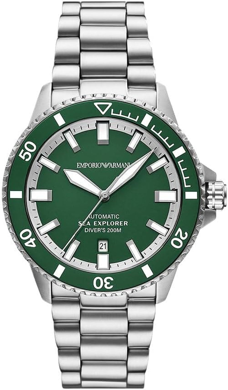 Emporio Armani Watch for Men, Automatic Three-Hand Date and 42Mm Case Size with Stainless Steel or Silicone Strap