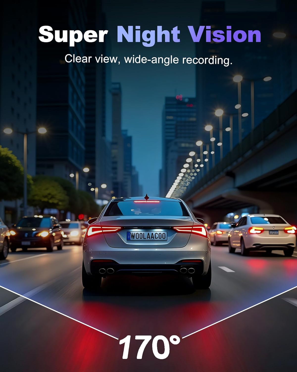 Dash Cam Front and Rear 4K+1080P, 5Ghz Wifi, Dual Dashcam with 64GB Card, App Control, G-Sensor Emergency Recording, Loop Recording, 24H Parking Mode Supports, Dash Camera for Cars