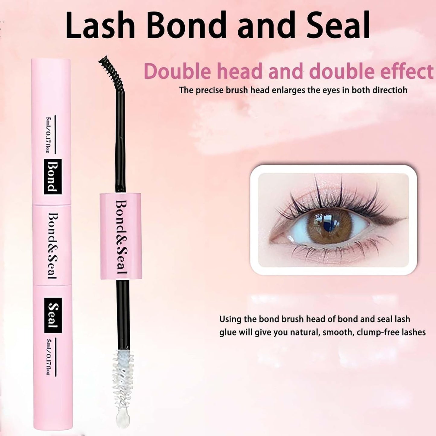 2-In-1 Lash Bond & Seal, Strong Hold Cluster Lash Glue for DIY Eyelash Extensions, Individual-Lashes Glue for Sensitive Eyes