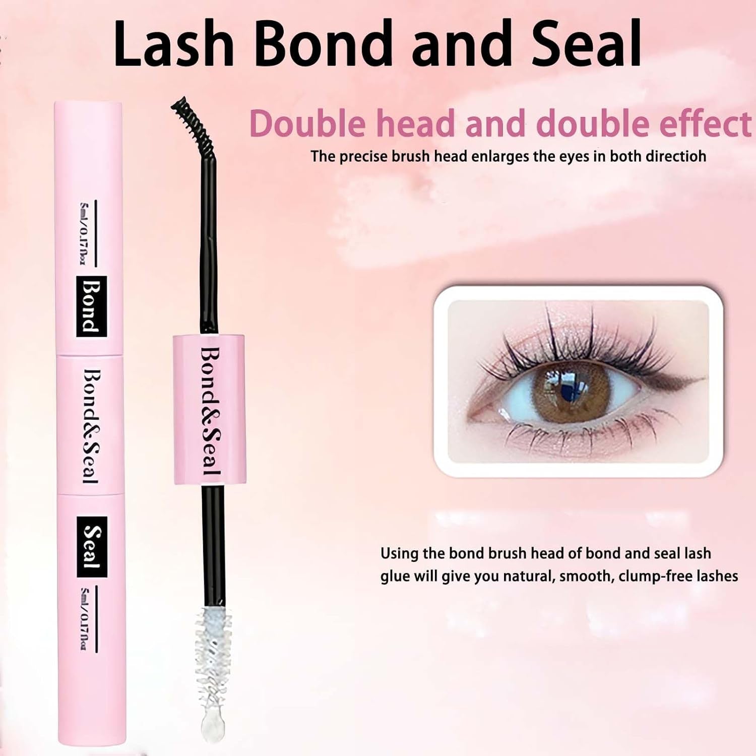 2-In-1 Lash Bond & Seal, Strong Hold Cluster Lash Glue for DIY Eyelash Extensions, Individual-Lashes Glue for Sensitive Eyes