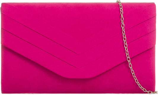 Women'S Stylish Suede Envelop Style Bridal Wedding Evening Clutch Party Purse Hand Bag