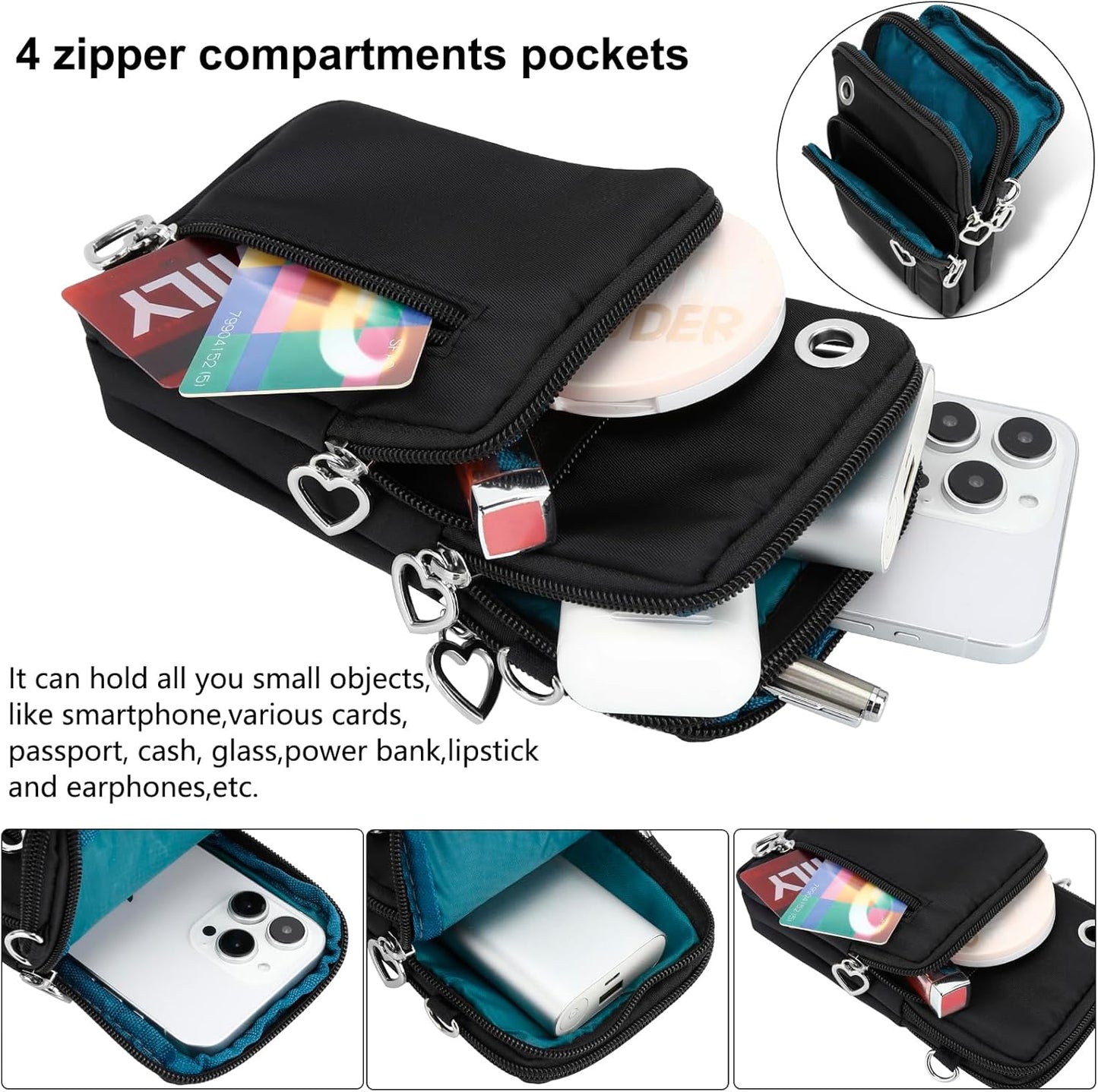 Small Crossbody Bags Mobile Phone Wallet Bags with Large Capacity and Adjustable Shoulder Strap for Women Girl
