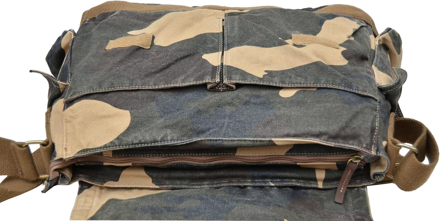 Canvas Shoulder Bag - Vintage Cross Body Messenger Bag Mens Satchel 15.6"