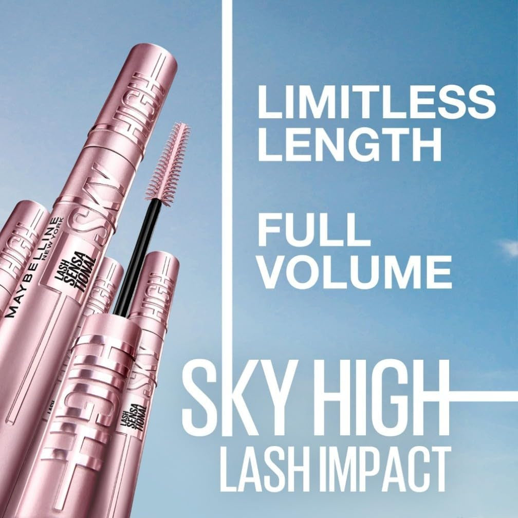 New York Black Mascara for Extremely Long Eyelashes Lash Sensational Sky High Mascara, Black, Duo Bundle