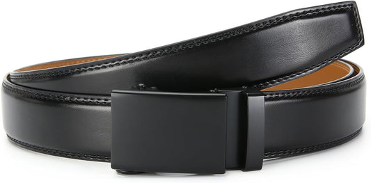 Men'S Belt, Slide Ratchet Belt for Men with Leather 1 3/8" Width 3.5Cm,Trim to Fit