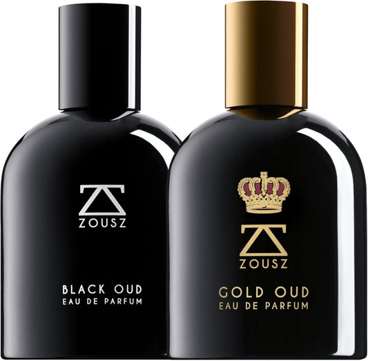 Oud Perfume for Men Gift Set – Black Oud & Gold Oud Eau De Parfum 50Ml X2 – Luxury Long Lasting Fragrance Duo with Sandalwood, Musk, Raspberry & Spice
