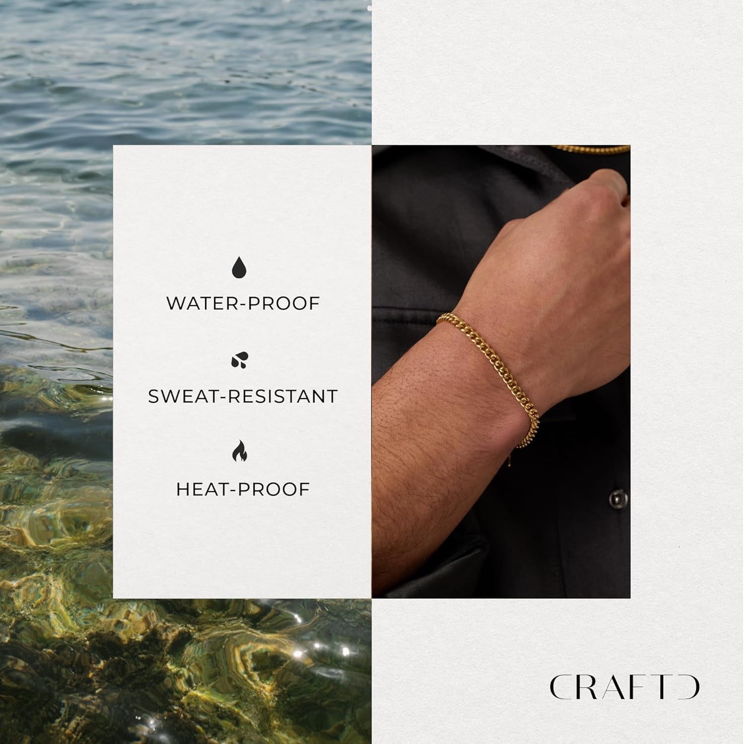 - Cuban Link Bracelet - Waterproof, Heat & Sweat Resistant - Gifts for Men - Men'S Jewellery - Width 4MM