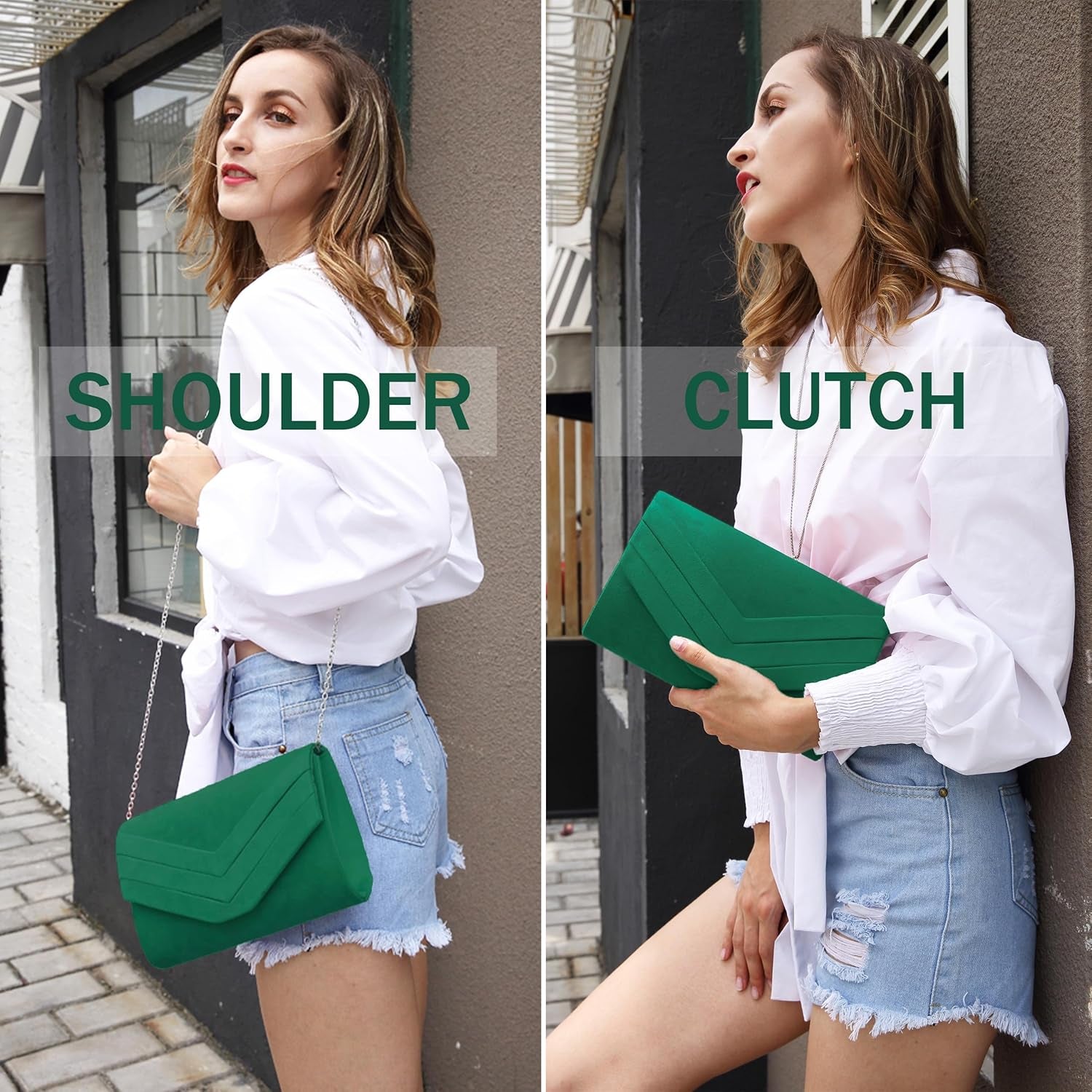 Clutch Bag for Women, Suedu Clutch Bags for Wedding Shoulder Crossbody Evening Bag