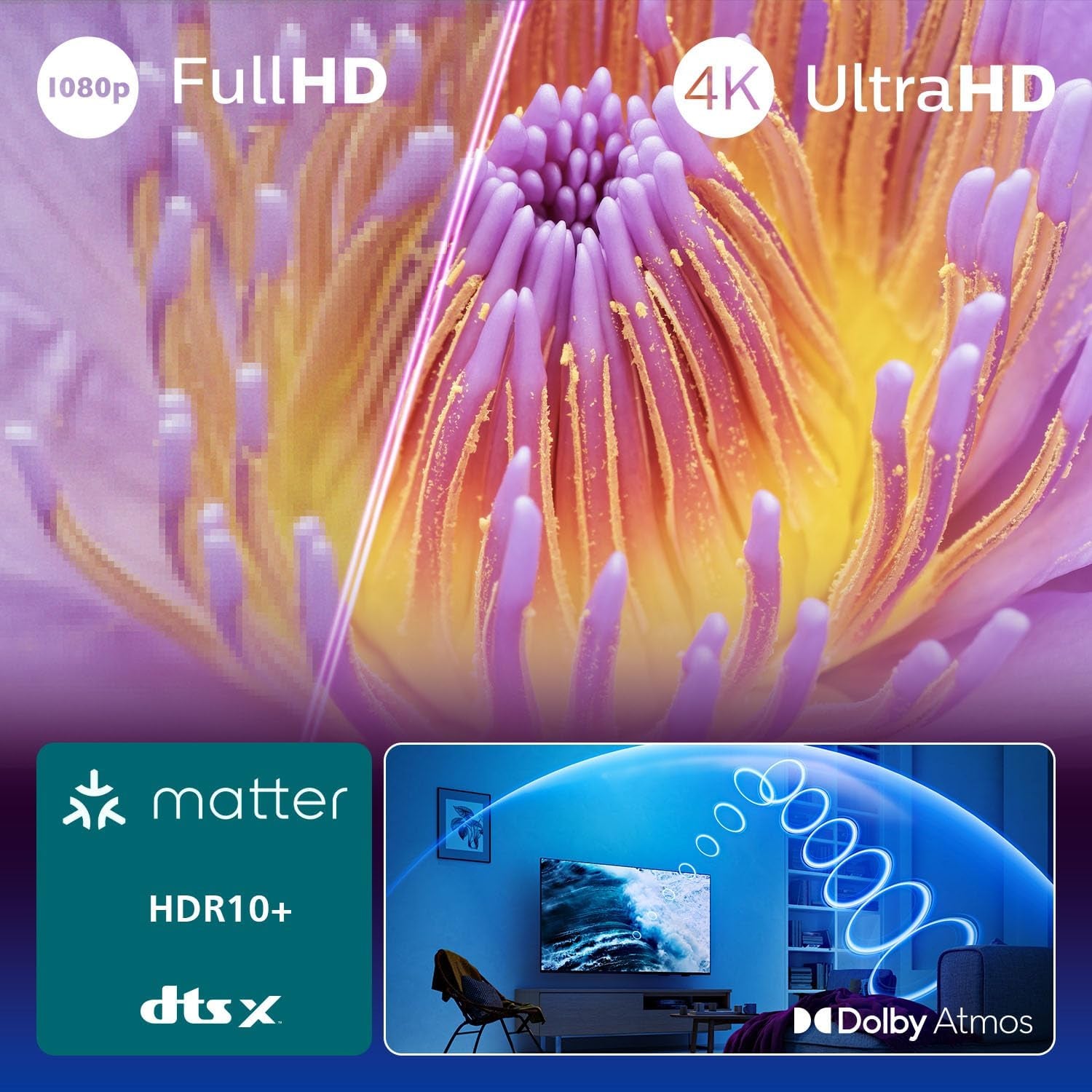 Philips 43PUS7000 4K LED Smart TV - 43 Inch Display with Pixel Precise, Ultra HD, Titan OS Platform and Dolby Atmos Sound, Works with Alexa and Google Voice Assistant