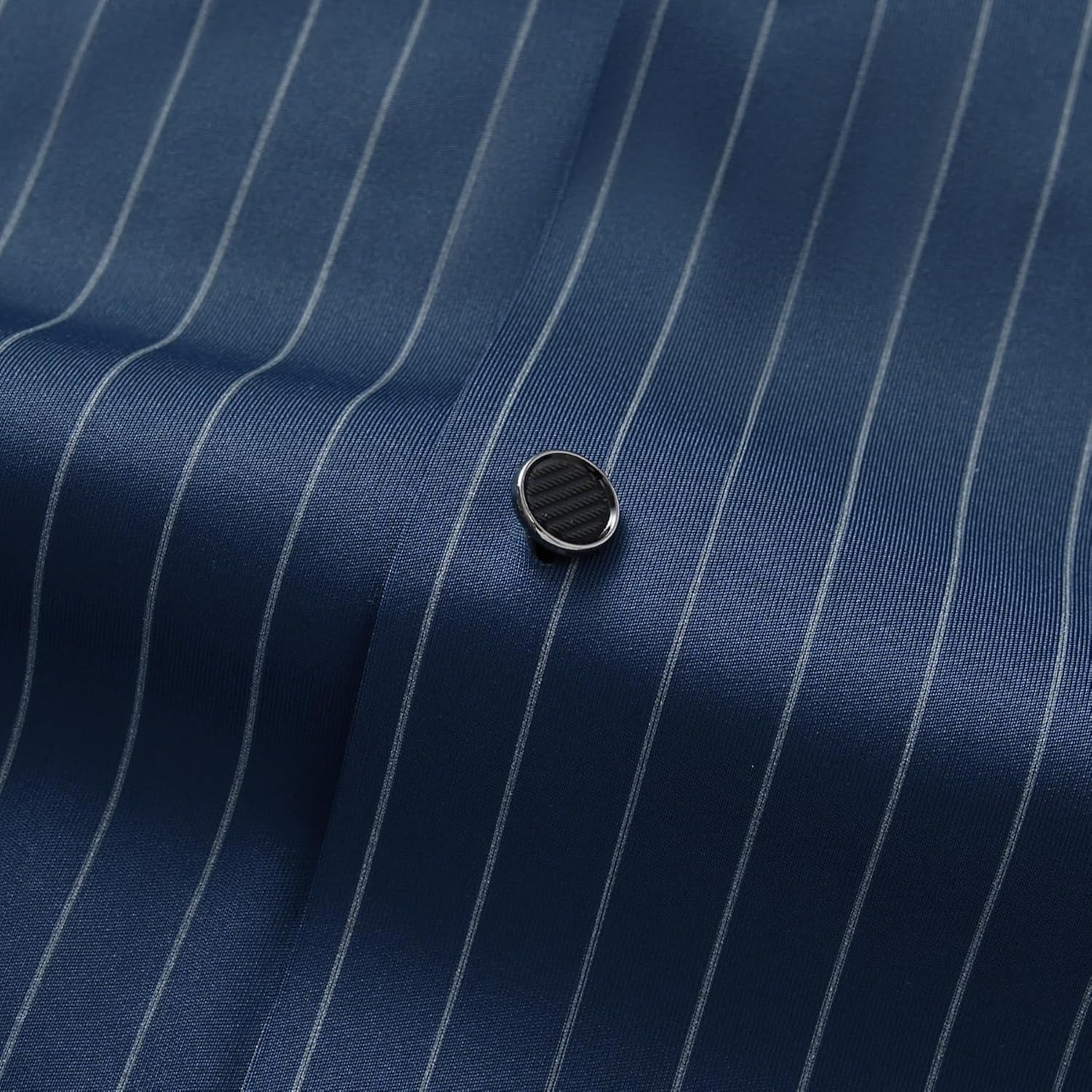Mens Stretch Striped Shirt Long Sleeve Business Formal Button down Dress Shirt Classic Fit