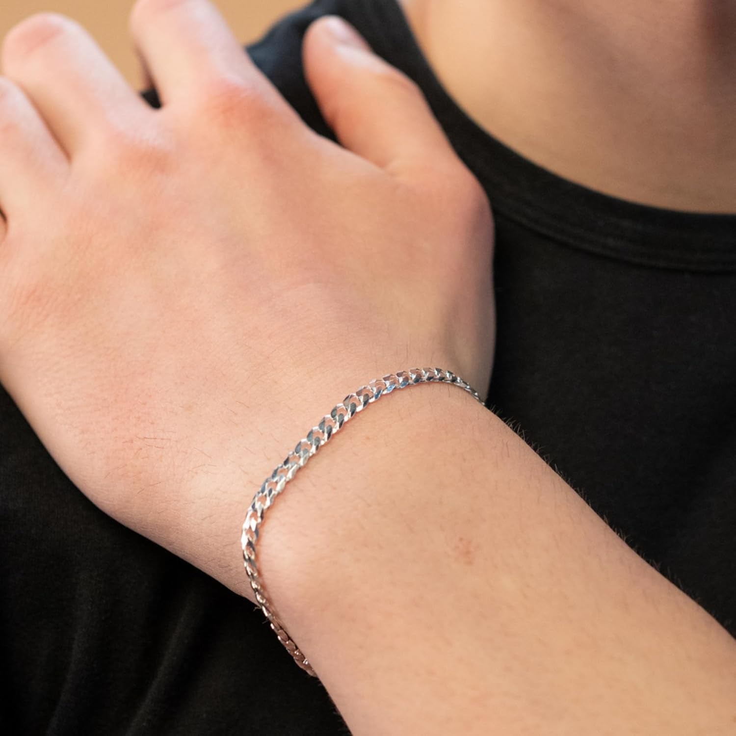 Cuban Link Bracelet for Men 925 Sterling Silver Diamond-Cut 5Mm - 7 to 8.5 Inches - Handmade in Italy - Gift Box Included