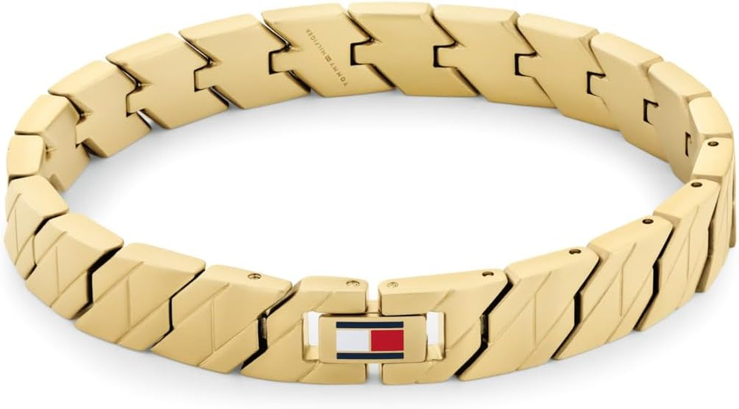 Tommy Hilfiger Jewelry Men'S Yellow Gold Link Bracelet with the Iconic Flag - 2790620