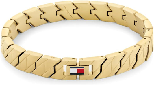 Tommy Hilfiger Jewelry Men'S Yellow Gold Link Bracelet with the Iconic Flag - 2790620