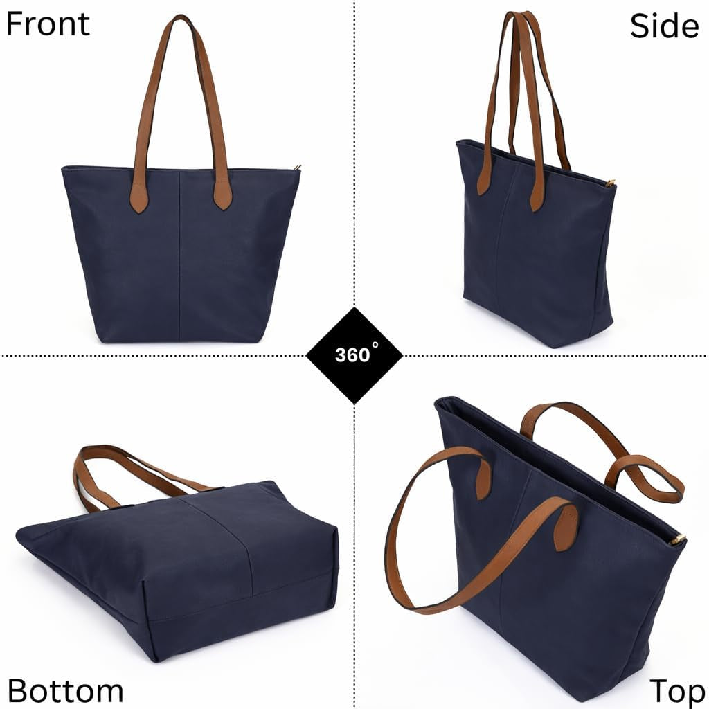 Mabel Womens Lightweight Plain Handbag - Soft 100% Vegan PU Leather Tote Shoulder Bag - Brook