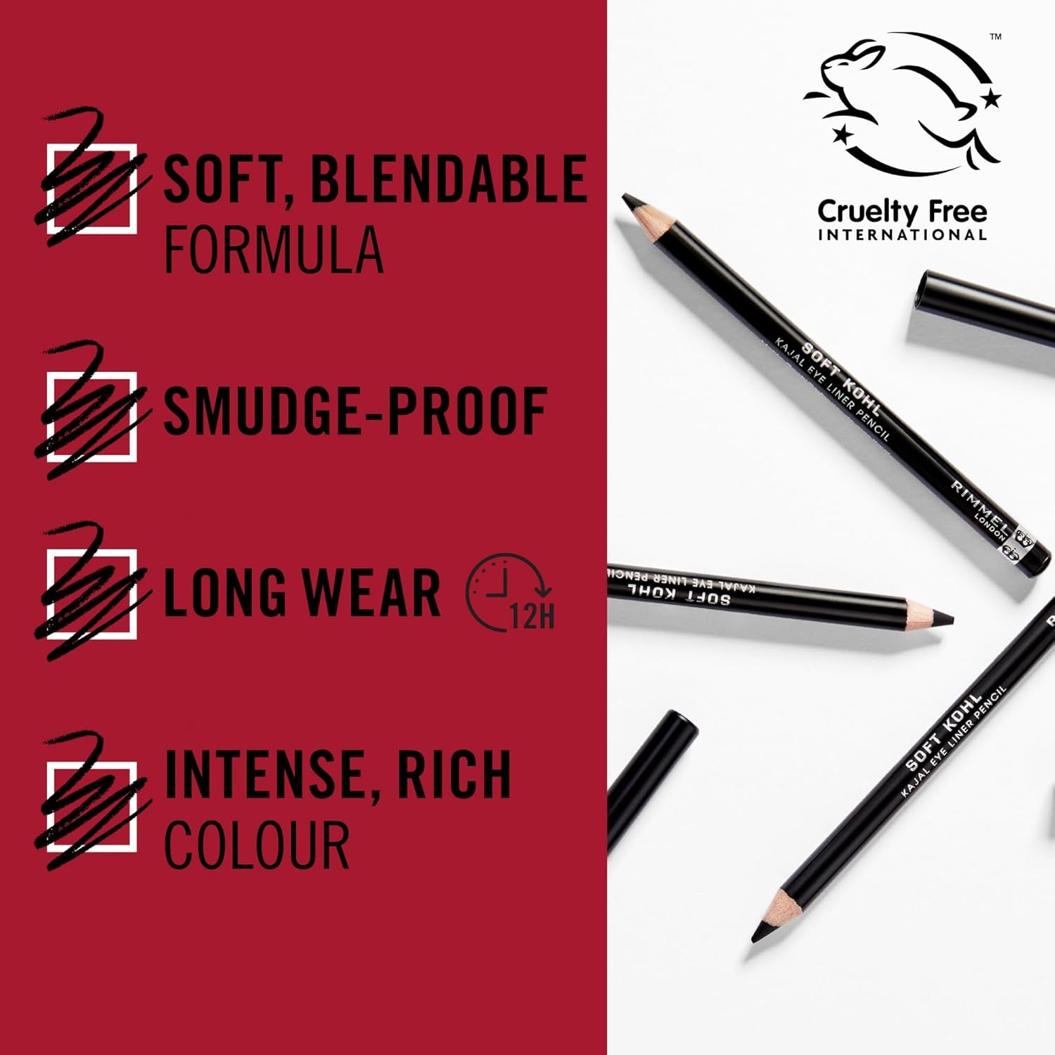 Soft Kohl Kajal Professional Eyeliner Pencil, Jet Black