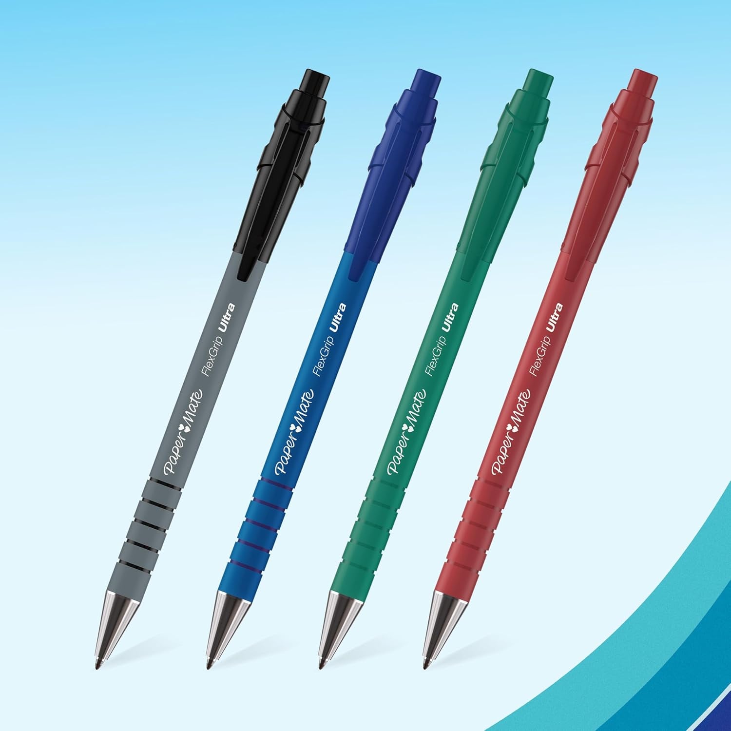 Flexgrip Ultra Retractable Ballpoint Pens | Medium Point (1.0Mm) | Black | 5 Count